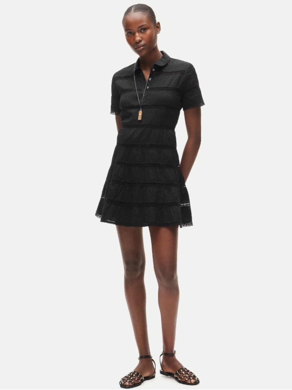 J. Crew Tiered shirt-dress in cotton voile - Black
